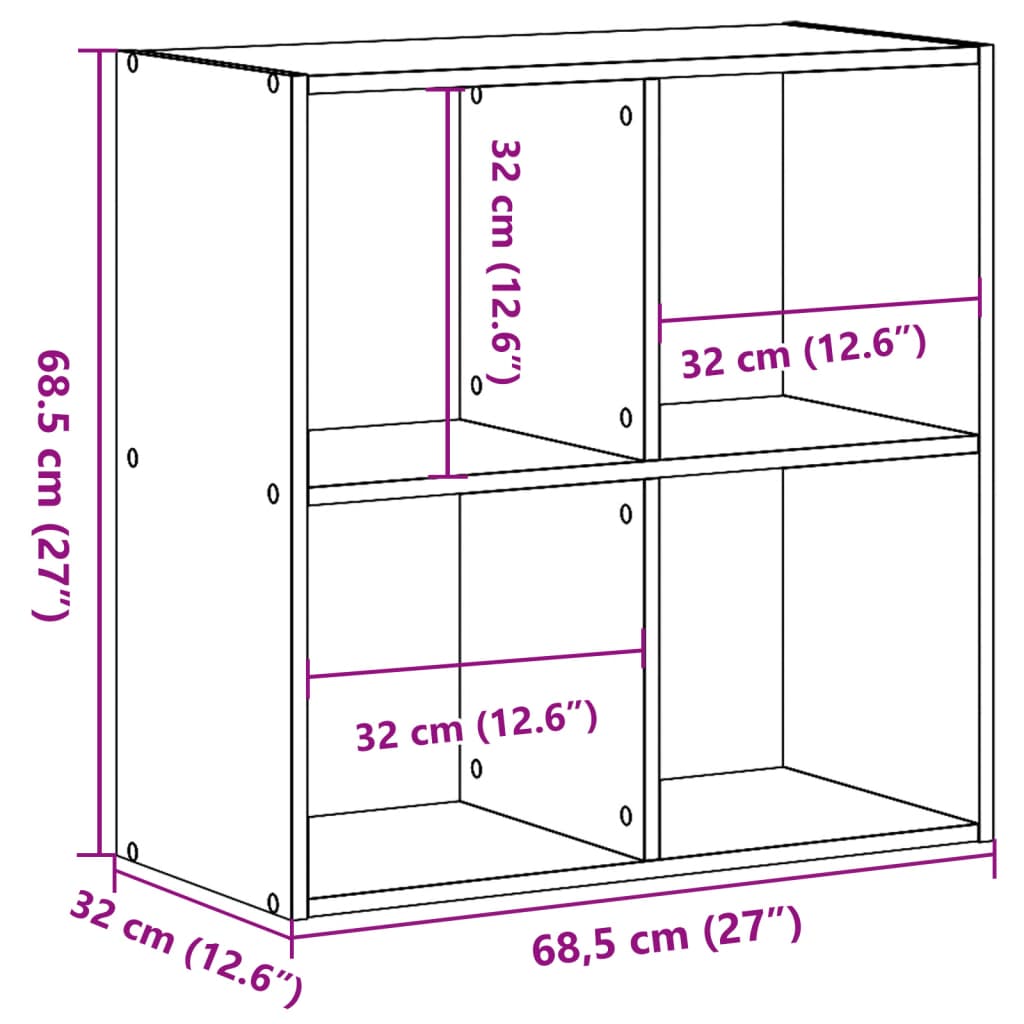 Bibliothèque sonoma gris 68,5x32x68,5 cm bois d'ingénierie - XIOS