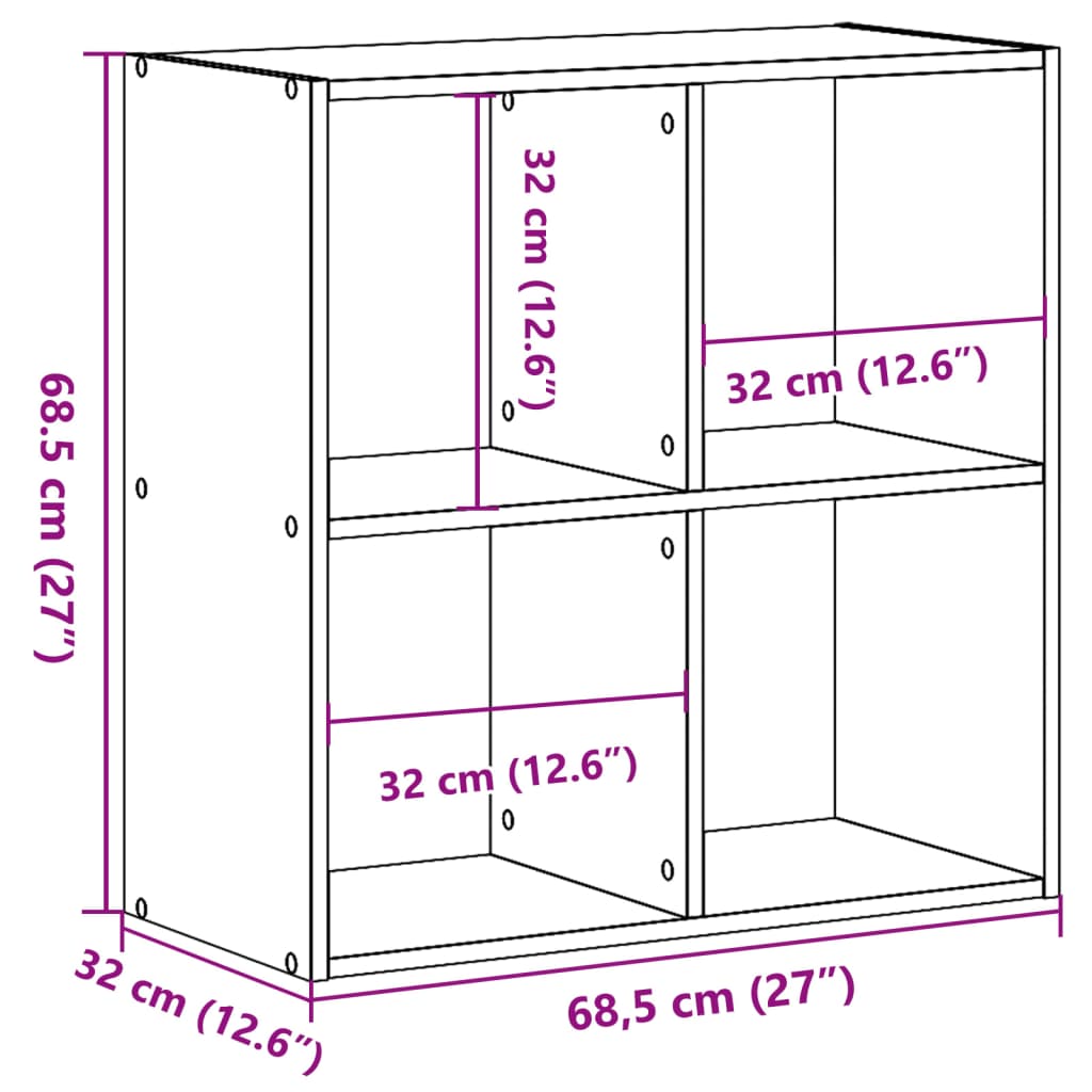 Bibliothèque vieux bois 68,5x32x68,5 cm bois d'ingénierie - XIOS