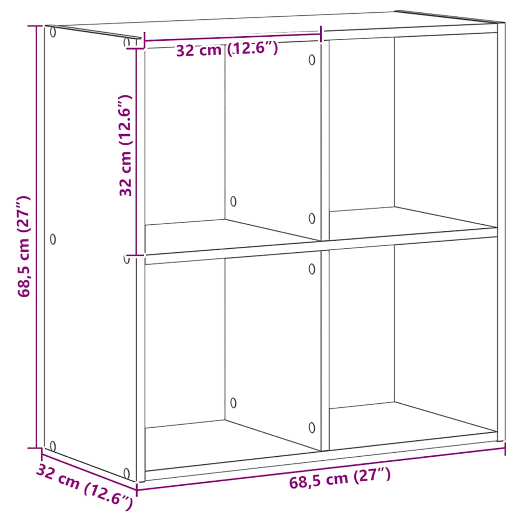 Bibliothèque chêne artisanal 68,5x32x68,5 cm bois d'ingénierie - XIOS