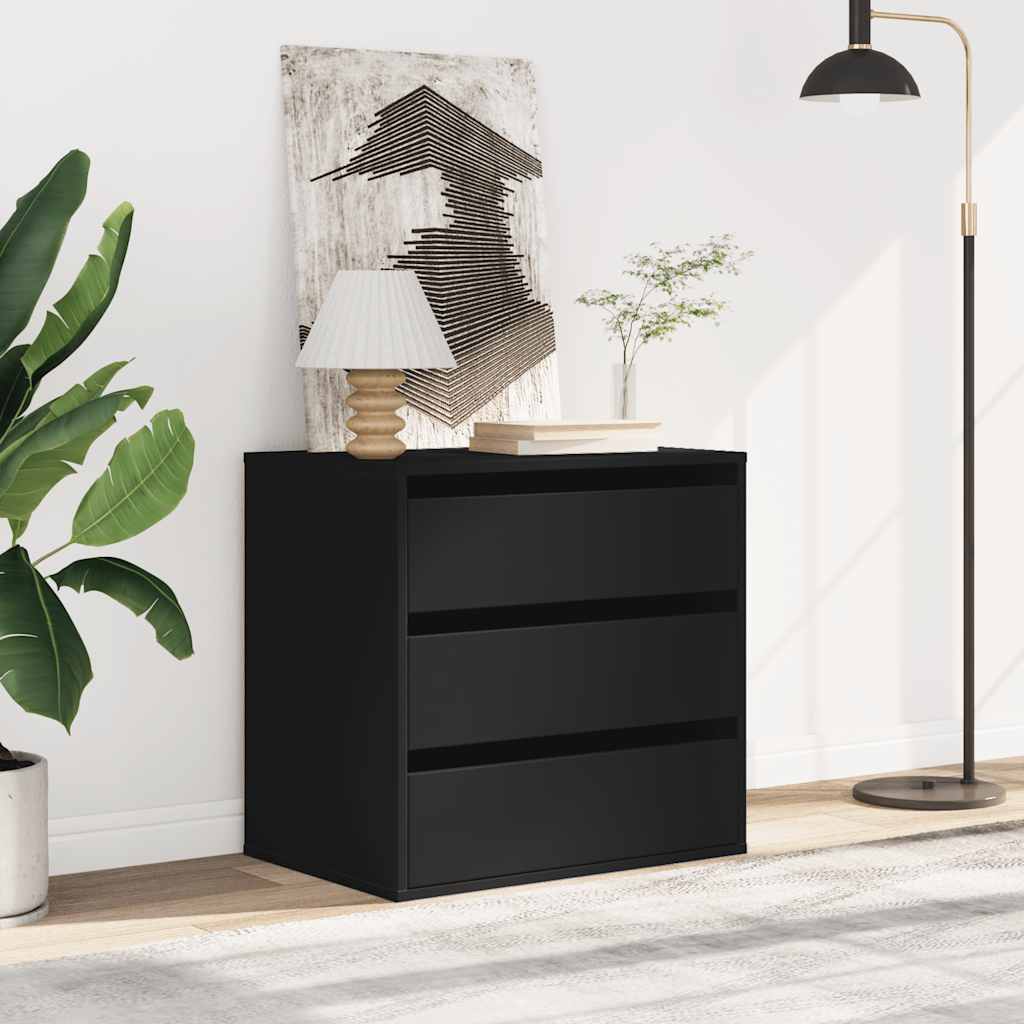 Commode d'angle noir 60x41x58 cm bois d'ingénierie