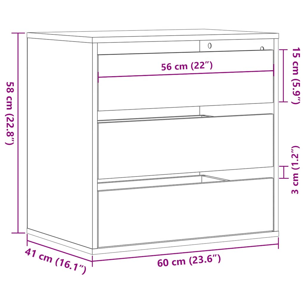 Commode d'angle noir 60x41x58 cm bois d'ingénierie
