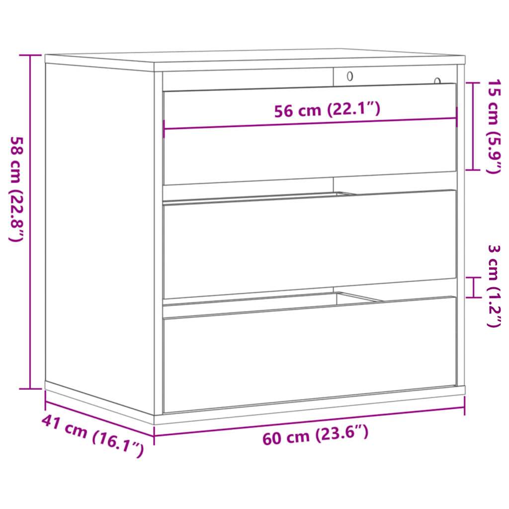 Commode d'angle chêne artisanal 60x41x58 cm bois d'ingénierie - XIOS