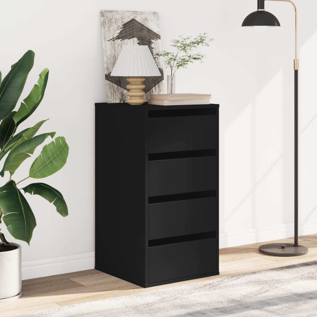 Commode d'angle noir 40x41x76 cm bois d'ingénierie