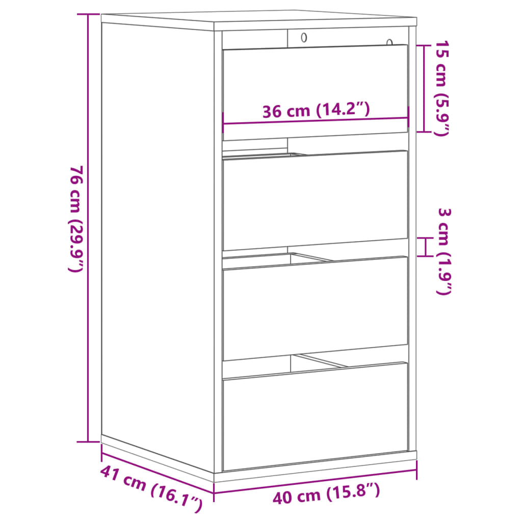 Commode d'angle noir 40x41x76 cm bois d'ingénierie