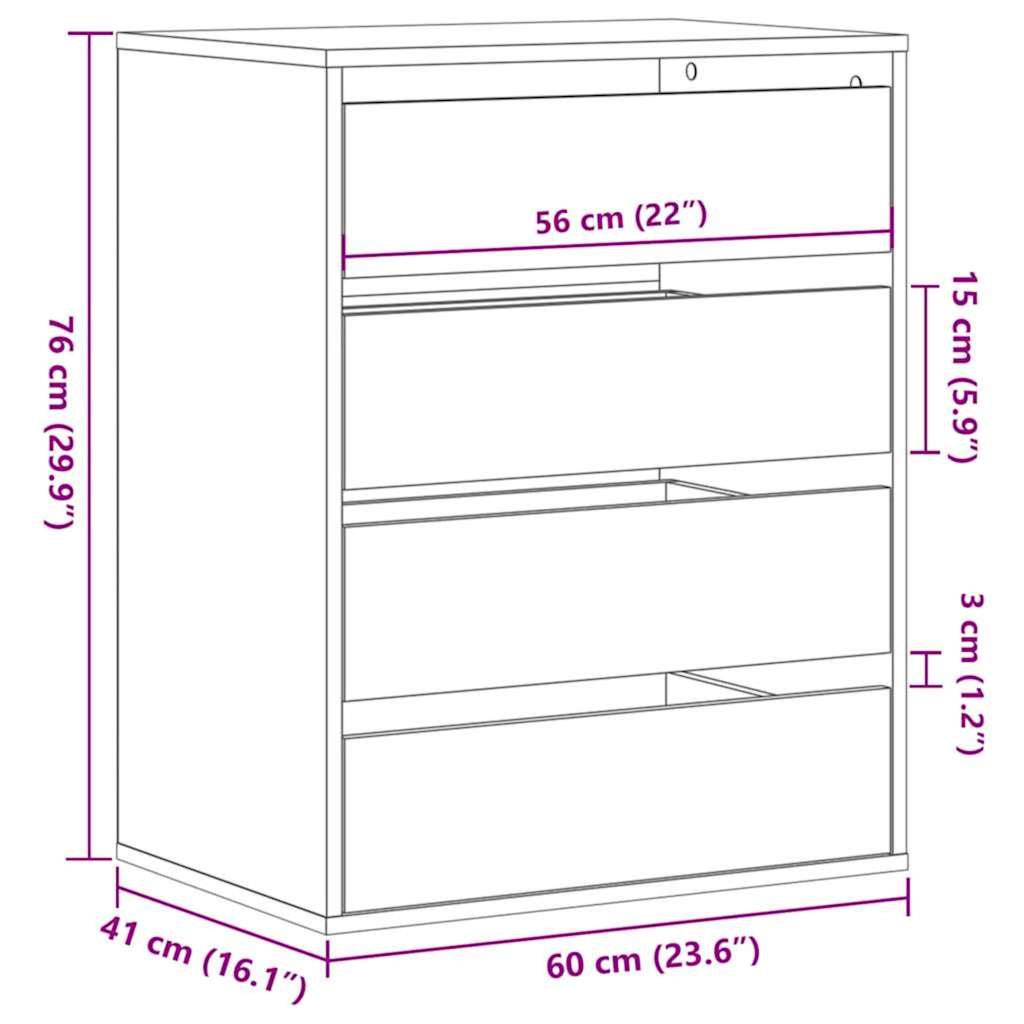 Commode d'angle chêne artisanal 60x41x76 cm bois d'ingénierie - XIOS