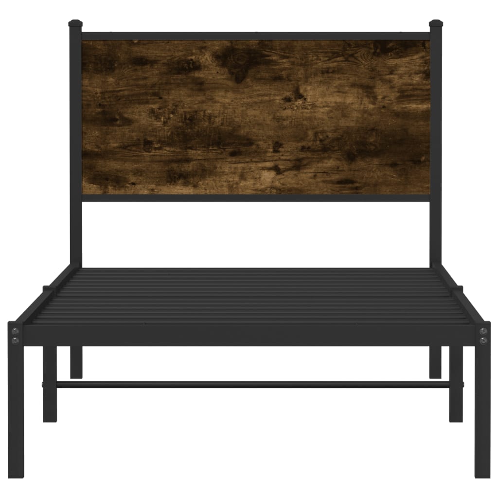 Cadre de lit en métal sans matelas chêne fumé 90x190 cm - XIOS