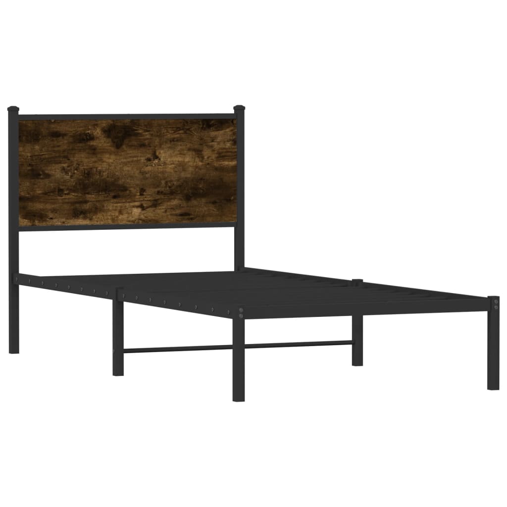 Cadre de lit en métal sans matelas chêne fumé 90x200 cm - XIOS