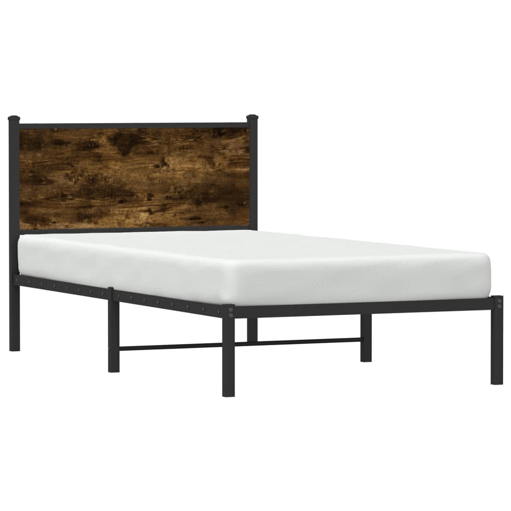 Cadre de lit en métal sans matelas chêne fumé 100x190 cm - XIOS