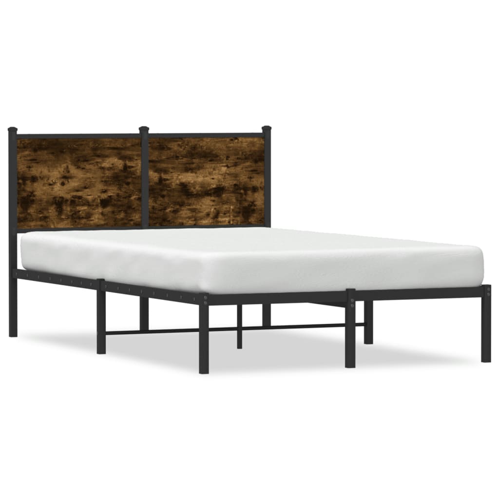 Cadre de lit en métal sans matelas chêne fumé 120x190 cm - XIOS
