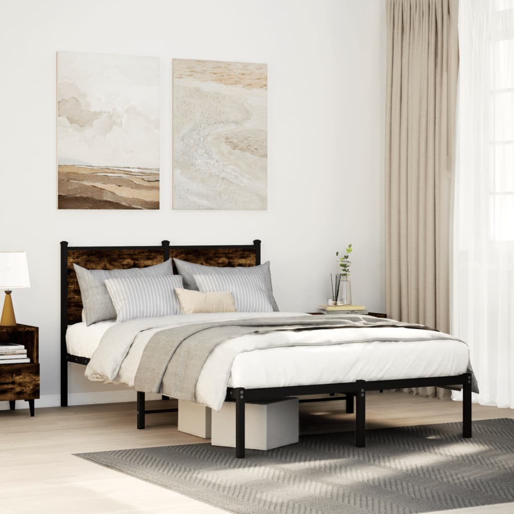 Cadre de lit en métal sans matelas chêne fumé 120x200 cm - XIOS