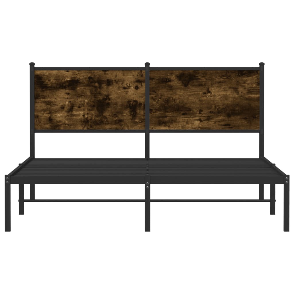 Cadre de lit en métal sans matelas chêne fumé 137x190 cm - XIOS