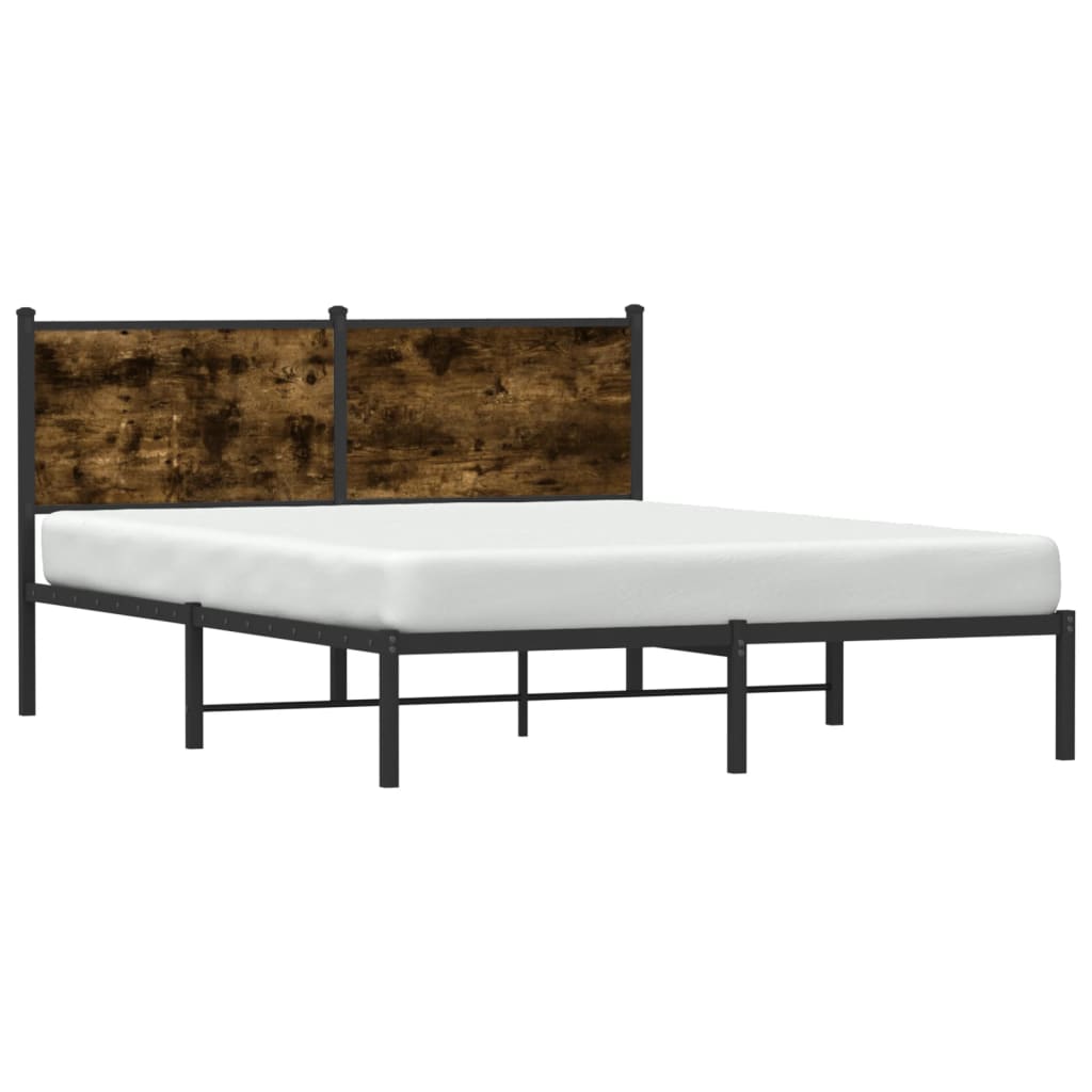 Cadre de lit en métal sans matelas chêne fumé 140x200 cm - XIOS