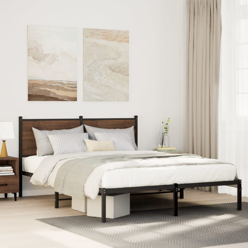 Cadre de lit en métal sans matelas chêne fumé 140x200 cm - XIOS