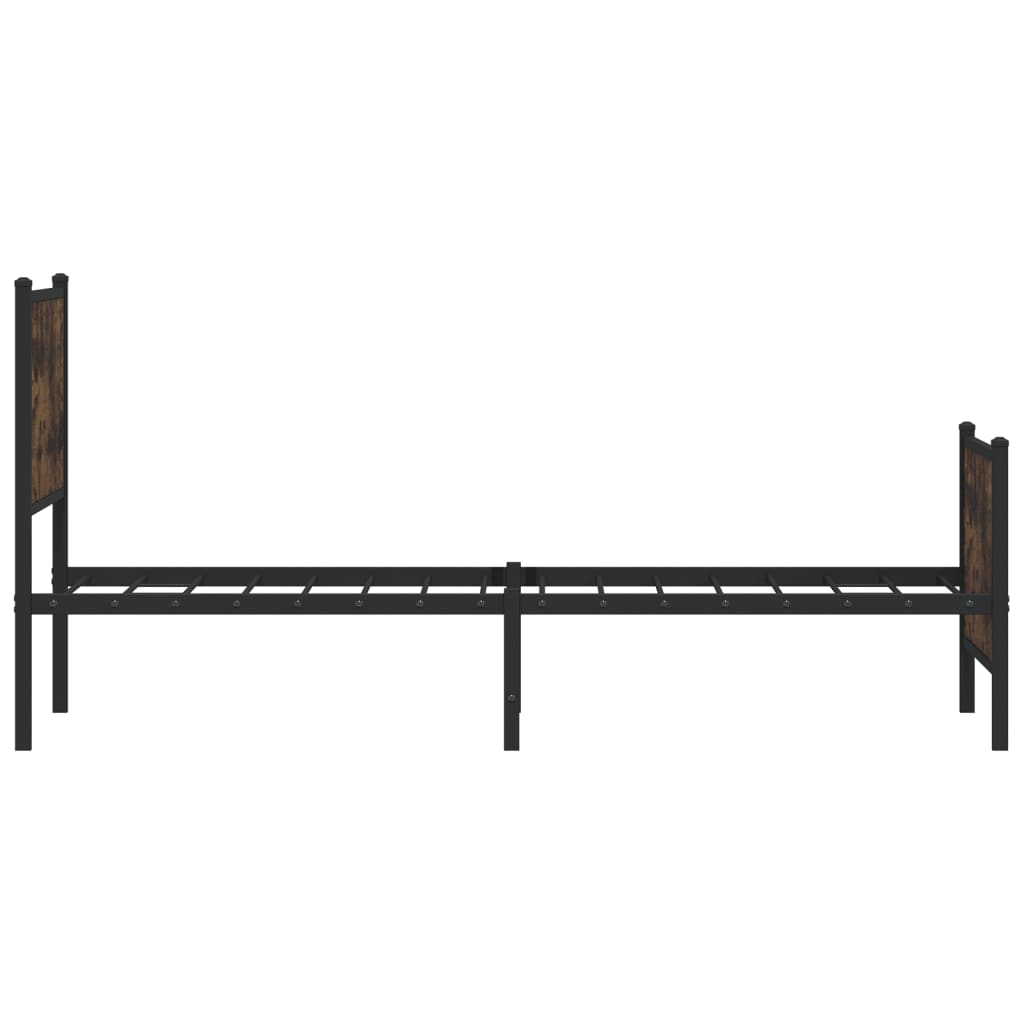 Cadre de lit en métal sans matelas chêne fumé 75x190 cm - XIOS