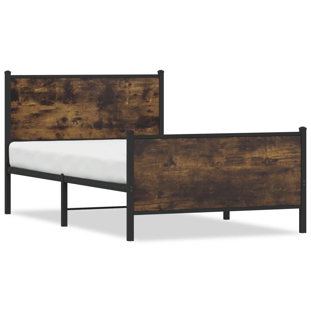 Cadre de lit en métal sans matelas chêne fumé 100x190 cm - XIOS