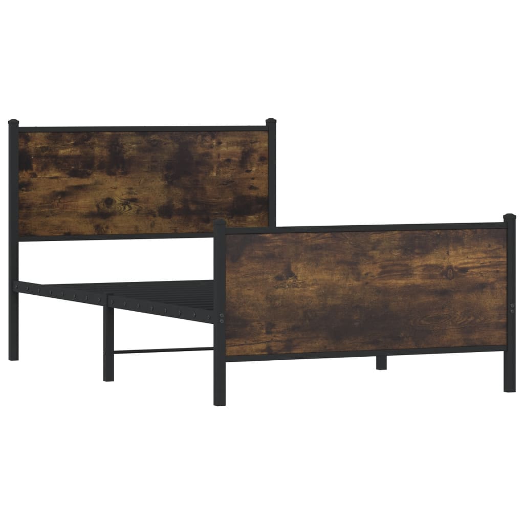 Cadre de lit en métal sans matelas chêne fumé 100x200 cm - XIOS