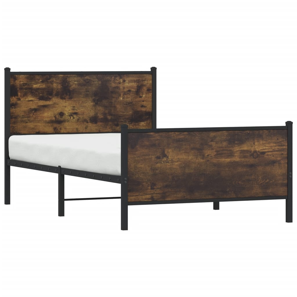 Cadre de lit en métal sans matelas chêne fumé 100x200 cm - XIOS