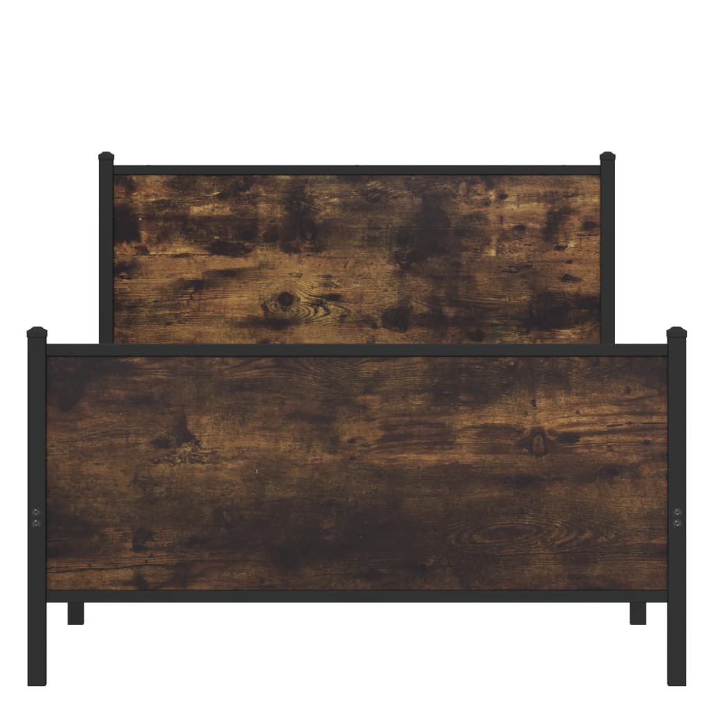 Cadre de lit en métal sans matelas chêne fumé 100x200 cm - XIOS