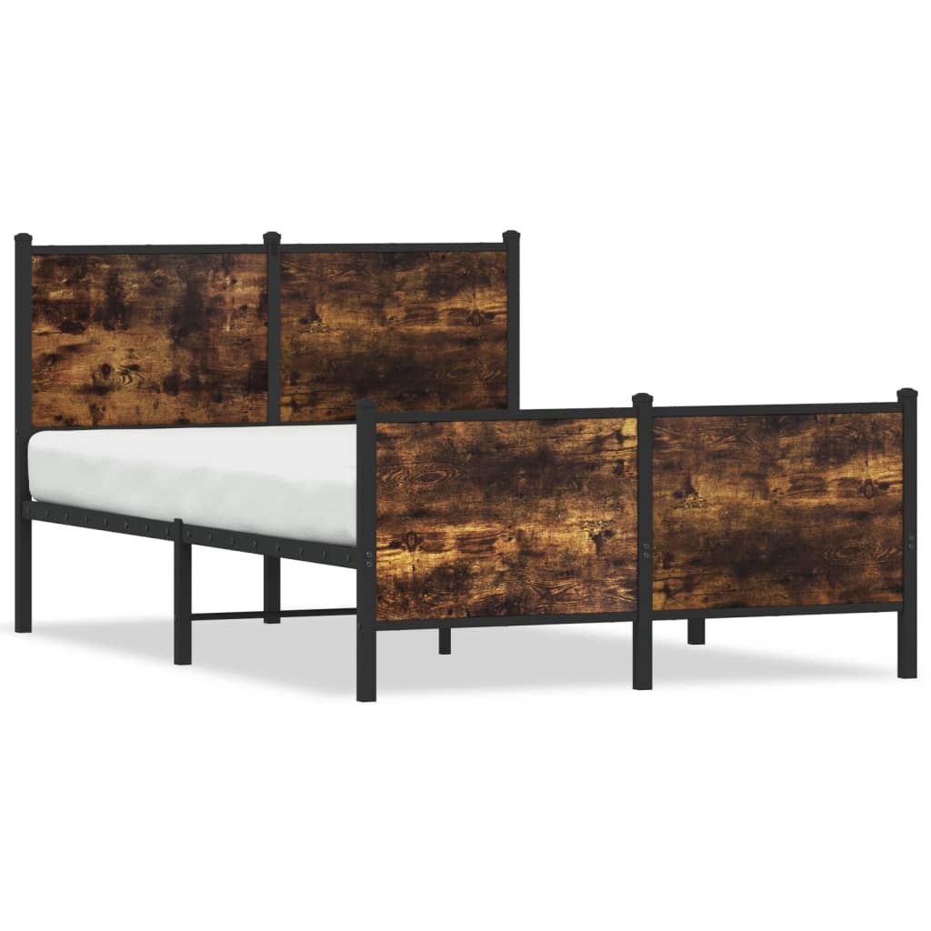 Cadre de lit en métal sans matelas chêne fumé 120x190 cm - XIOS
