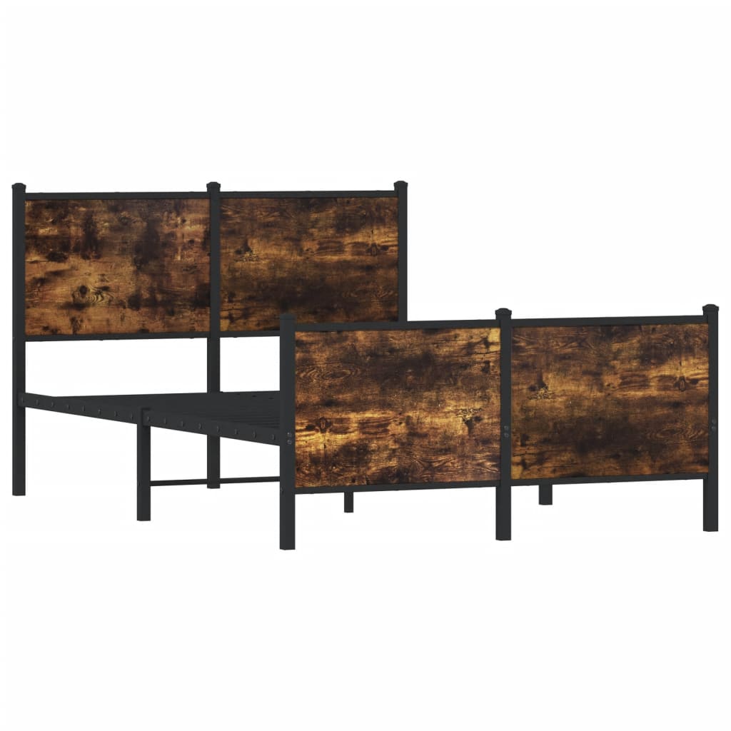 Cadre de lit en métal sans matelas chêne fumé 120x190 cm - XIOS
