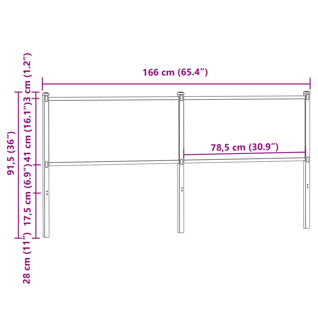 Tête de lit de remplacement chêne fumé 160 cm bois d'ingénierie et acier - XIOS