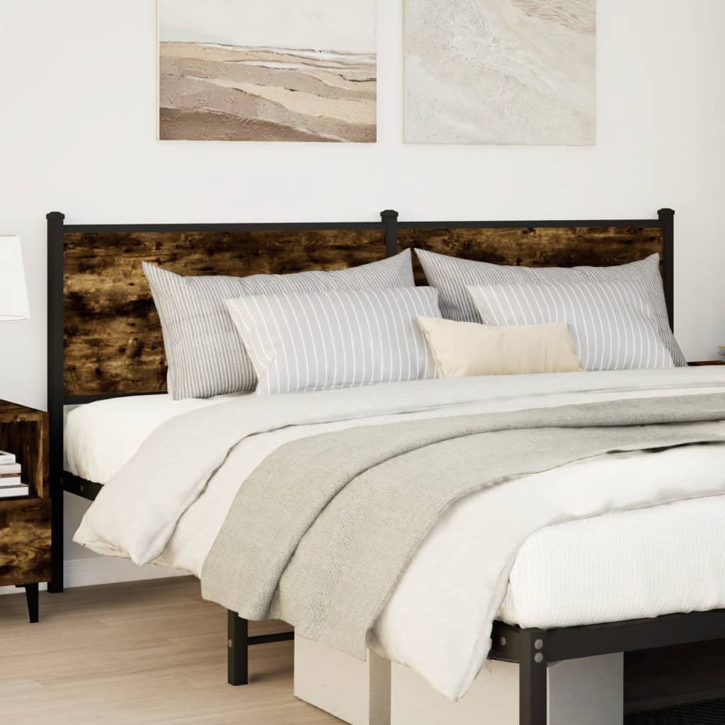 Tête de lit de remplacement chêne fumé 180 cm bois d'ingénierie et acier - XIOS