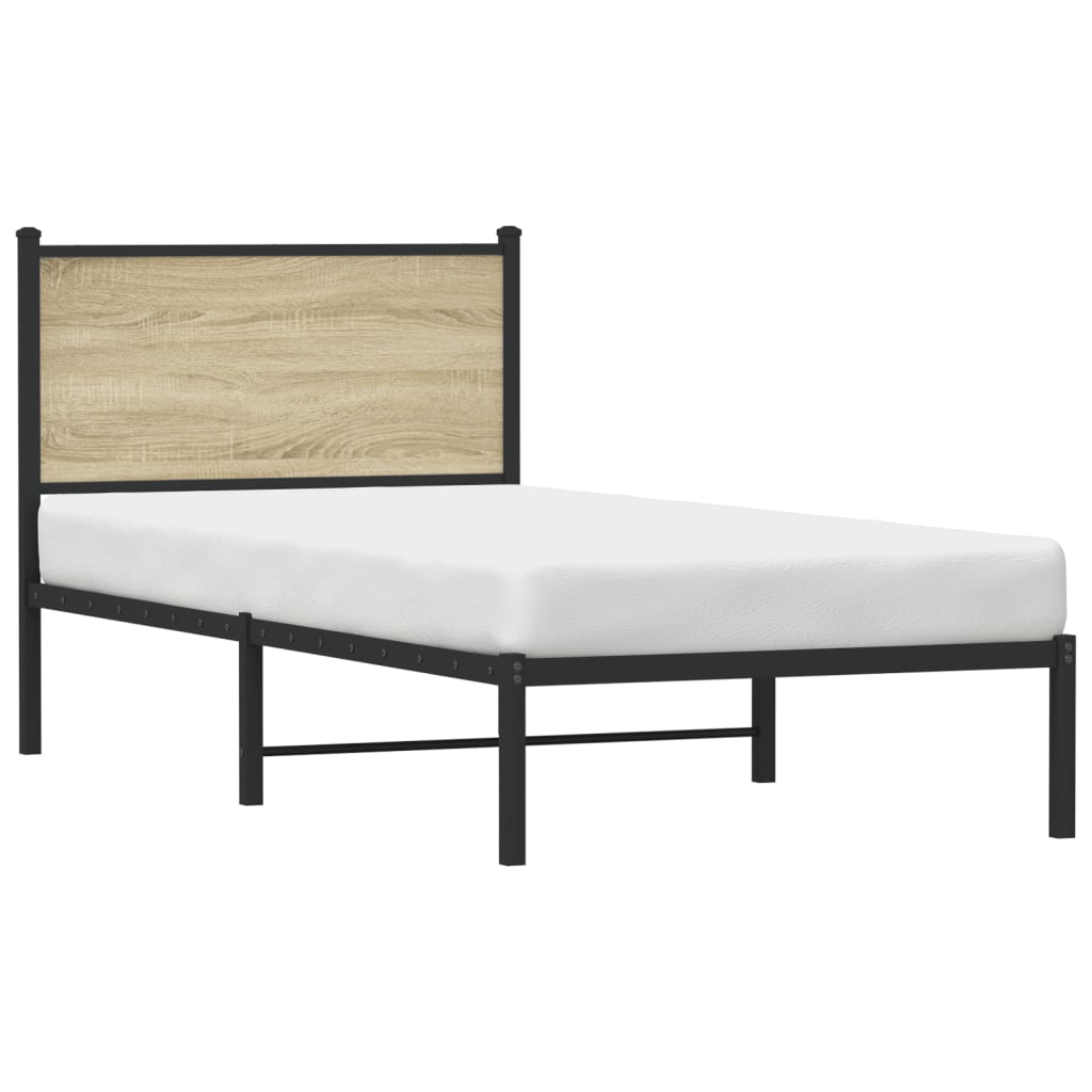 Cadre de lit en métal sans matelas chêne sonoma 90x190 cm - XIOS