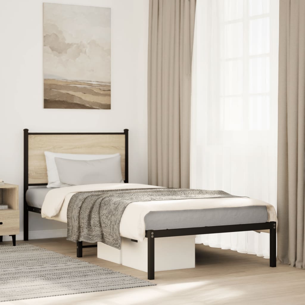 Cadre de lit en métal sans matelas chêne sonoma 90x190 cm - XIOS