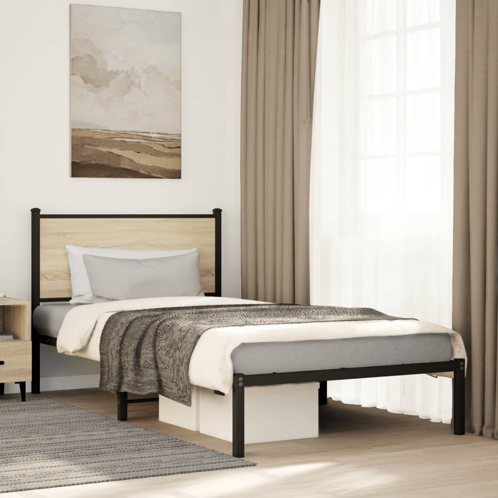 Cadre de lit en métal sans matelas chêne sonoma 107x203 cm - XIOS
