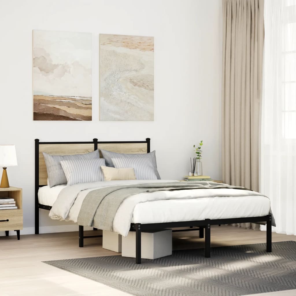 Cadre de lit en métal sans matelas chêne sonoma 120x200 cm - XIOS