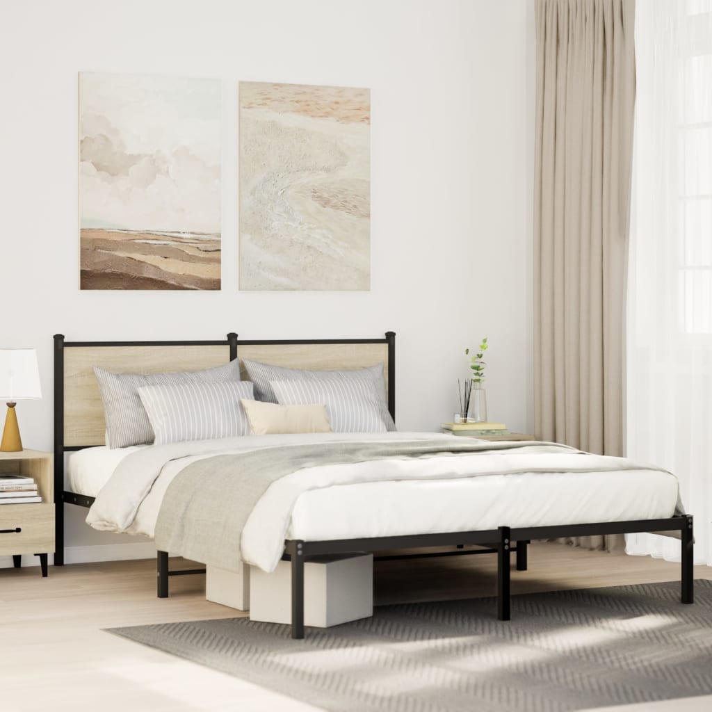 Cadre de lit en métal sans matelas chêne sonoma 140x190 cm - XIOS