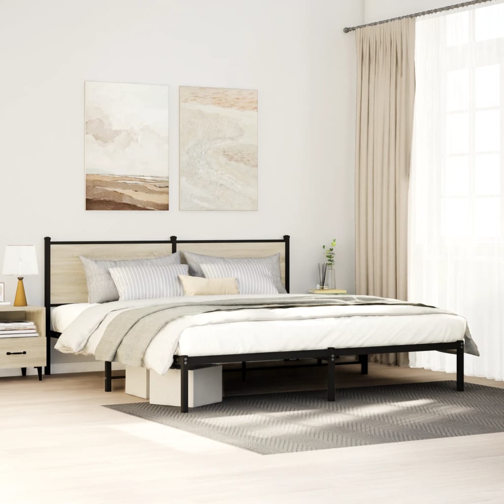 Cadre de lit en métal sans matelas chêne sonoma 160x200 cm - XIOS