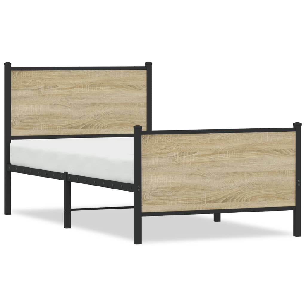 Cadre de lit en métal sans matelas chêne sonoma 75x190 cm - XIOS