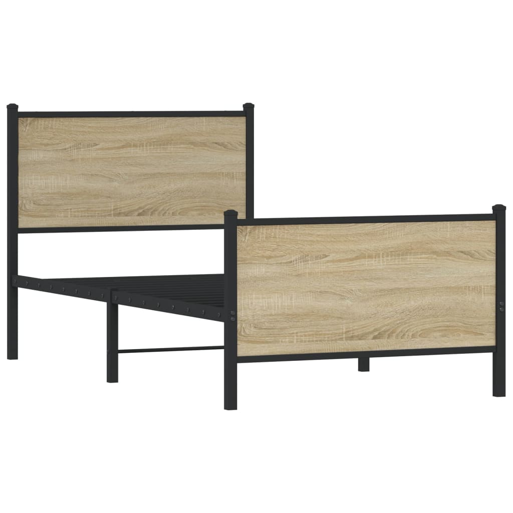 Cadre de lit en métal sans matelas chêne sonoma 75x190 cm - XIOS