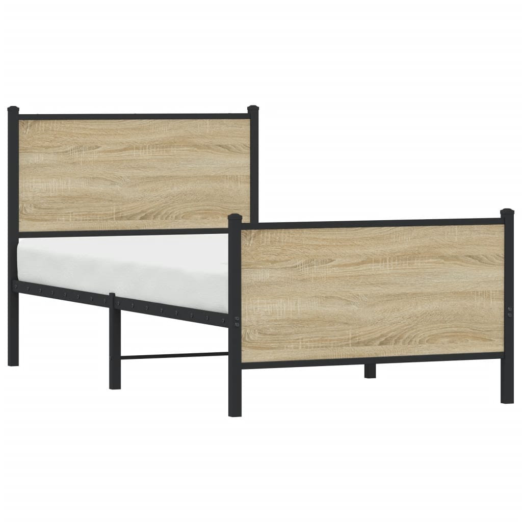 Cadre de lit en métal sans matelas chêne sonoma 75x190 cm - XIOS