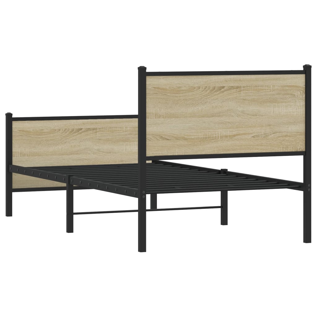 Cadre de lit en métal sans matelas chêne sonoma 75x190 cm - XIOS