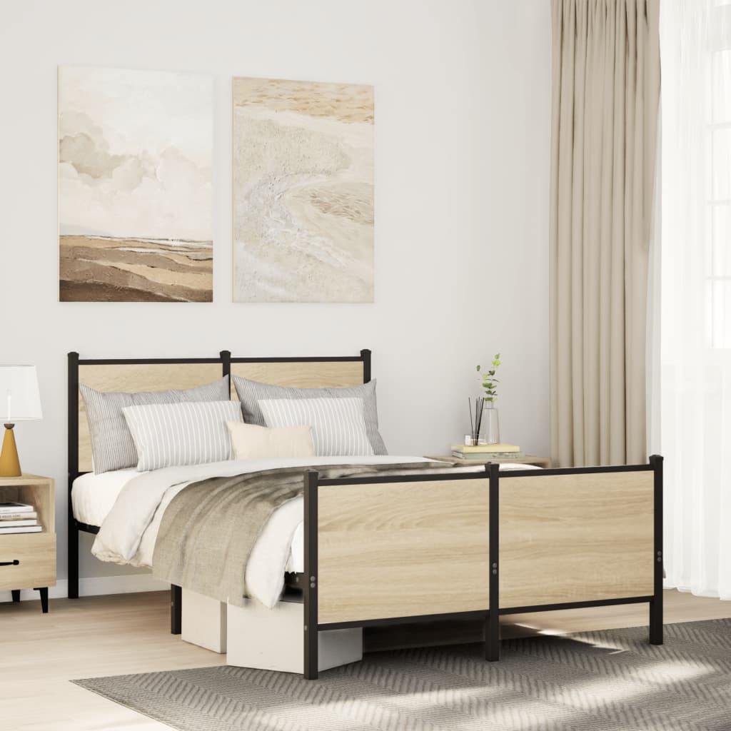 Cadre de lit en métal sans matelas chêne sonoma 120x190 cm - XIOS