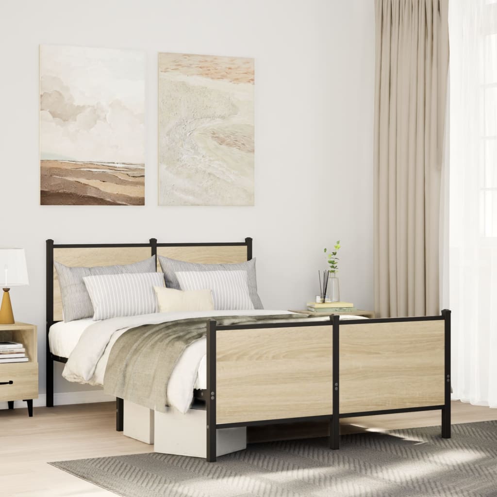 Cadre de lit en métal sans matelas chêne sonoma 120x200 cm - XIOS