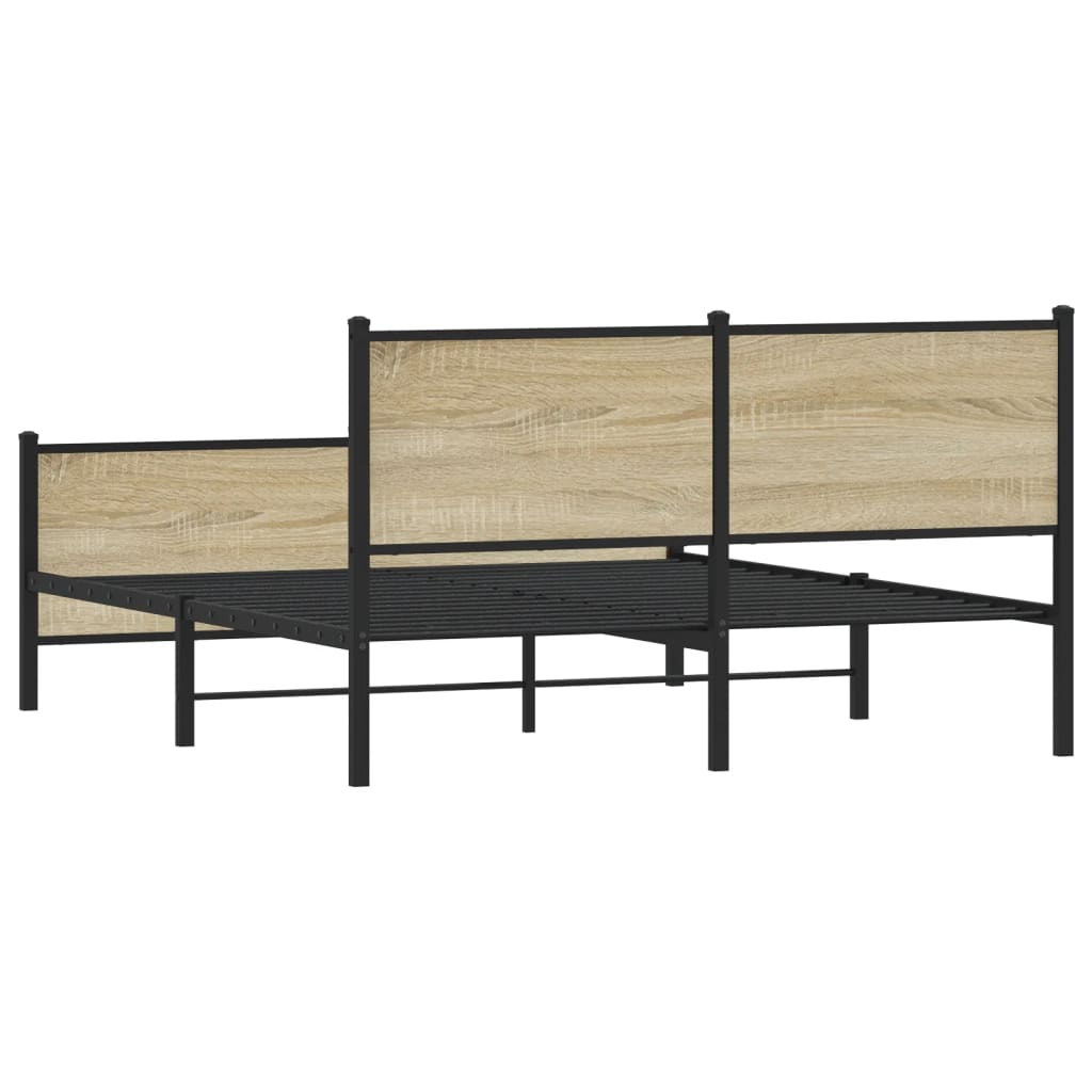 Cadre de lit en métal sans matelas chêne sonoma 137x190 cm - XIOS