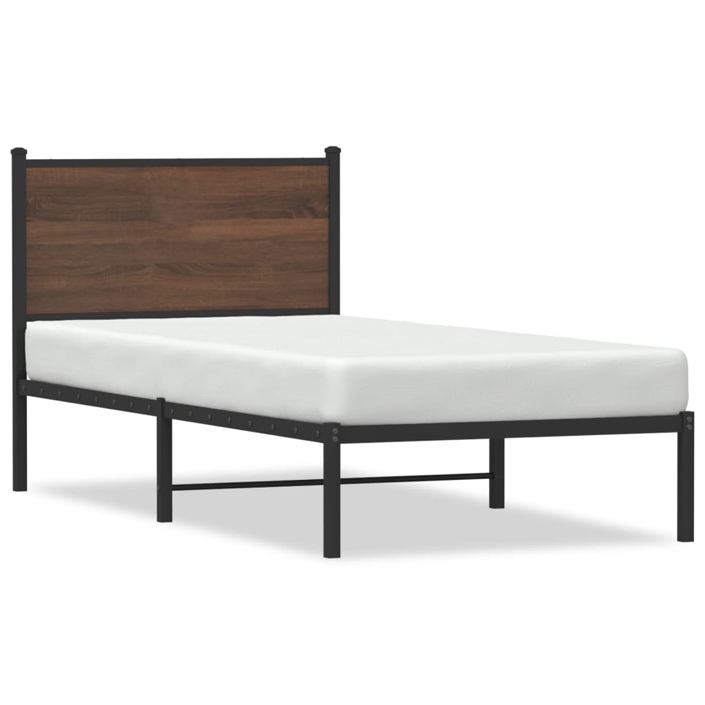 Cadre de lit en métal sans matelas chêne marron 90x190 cm - XIOS