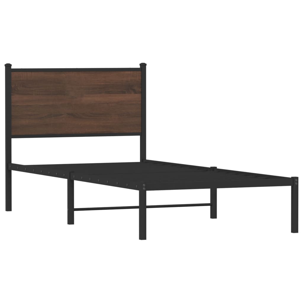 Cadre de lit en métal sans matelas chêne marron 90x190 cm - XIOS