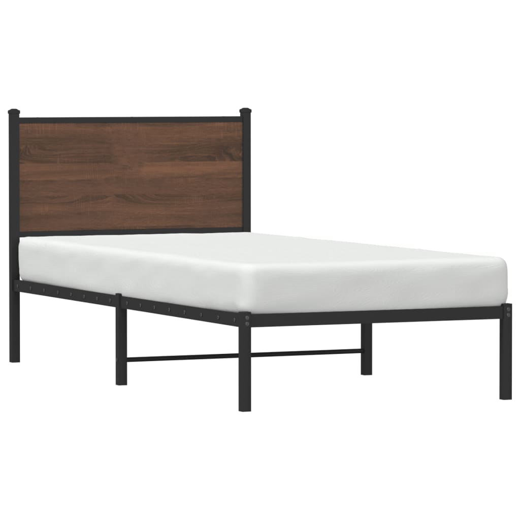 Cadre de lit en métal sans matelas chêne marron 90x190 cm - XIOS