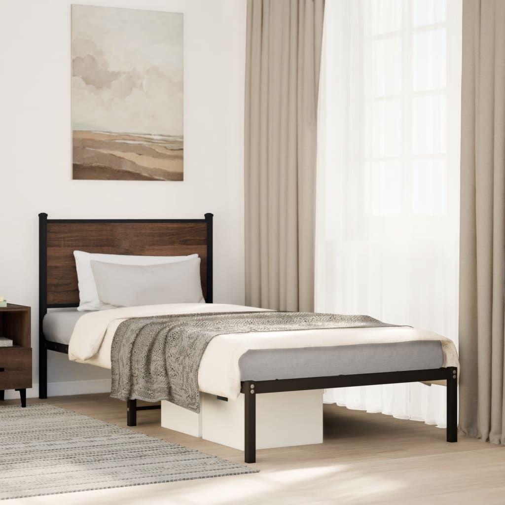 Cadre de lit en métal sans matelas chêne marron 90x190 cm - XIOS