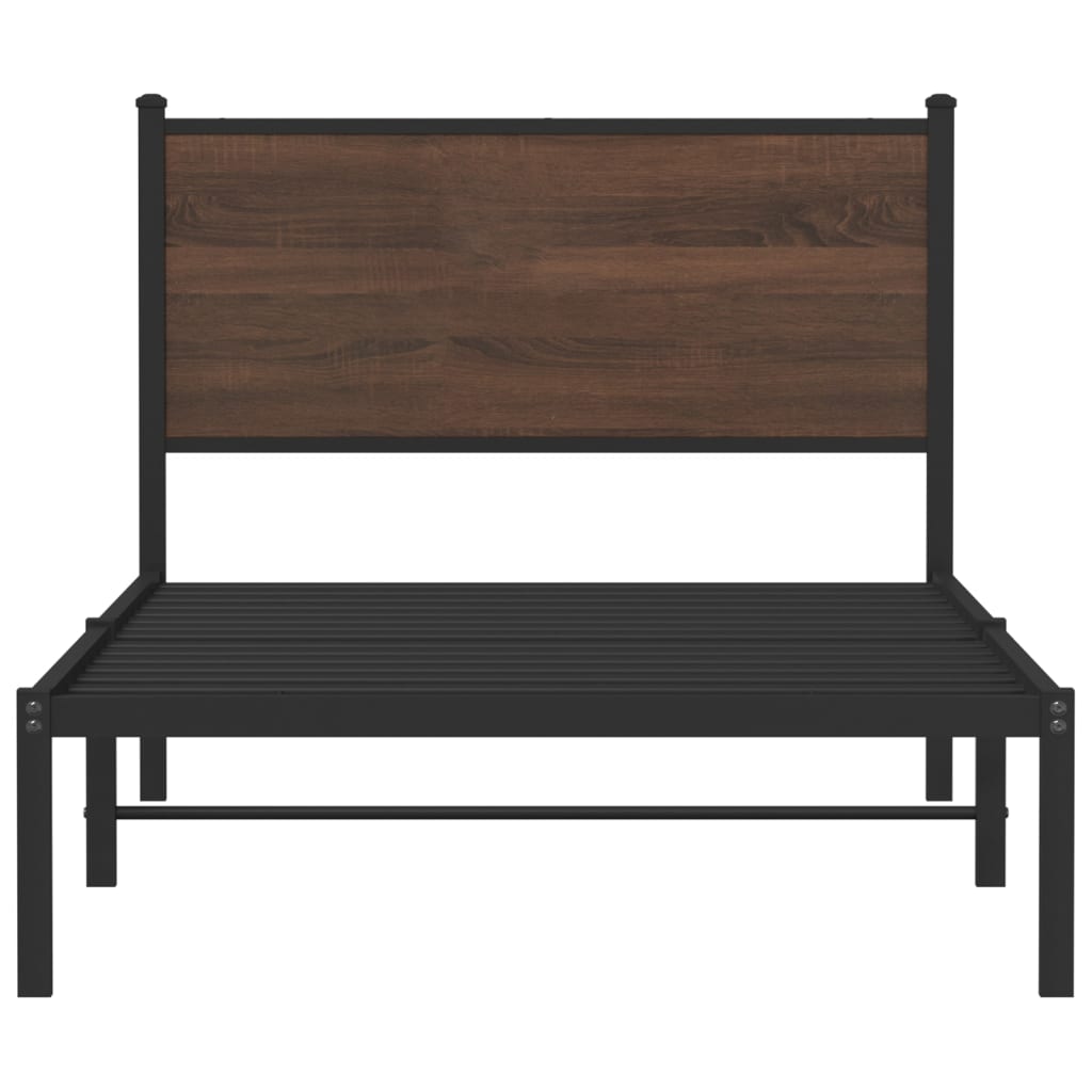 Cadre de lit en métal sans matelas chêne marron 100x190 cm - XIOS