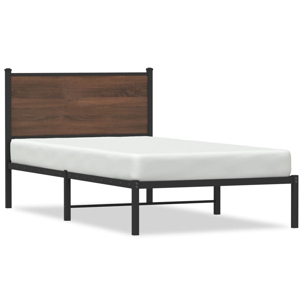 Cadre de lit en métal sans matelas chêne marron 100x200 cm - XIOS