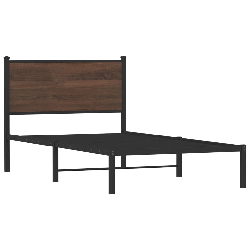 Cadre de lit en métal sans matelas chêne marron 100x200 cm - XIOS