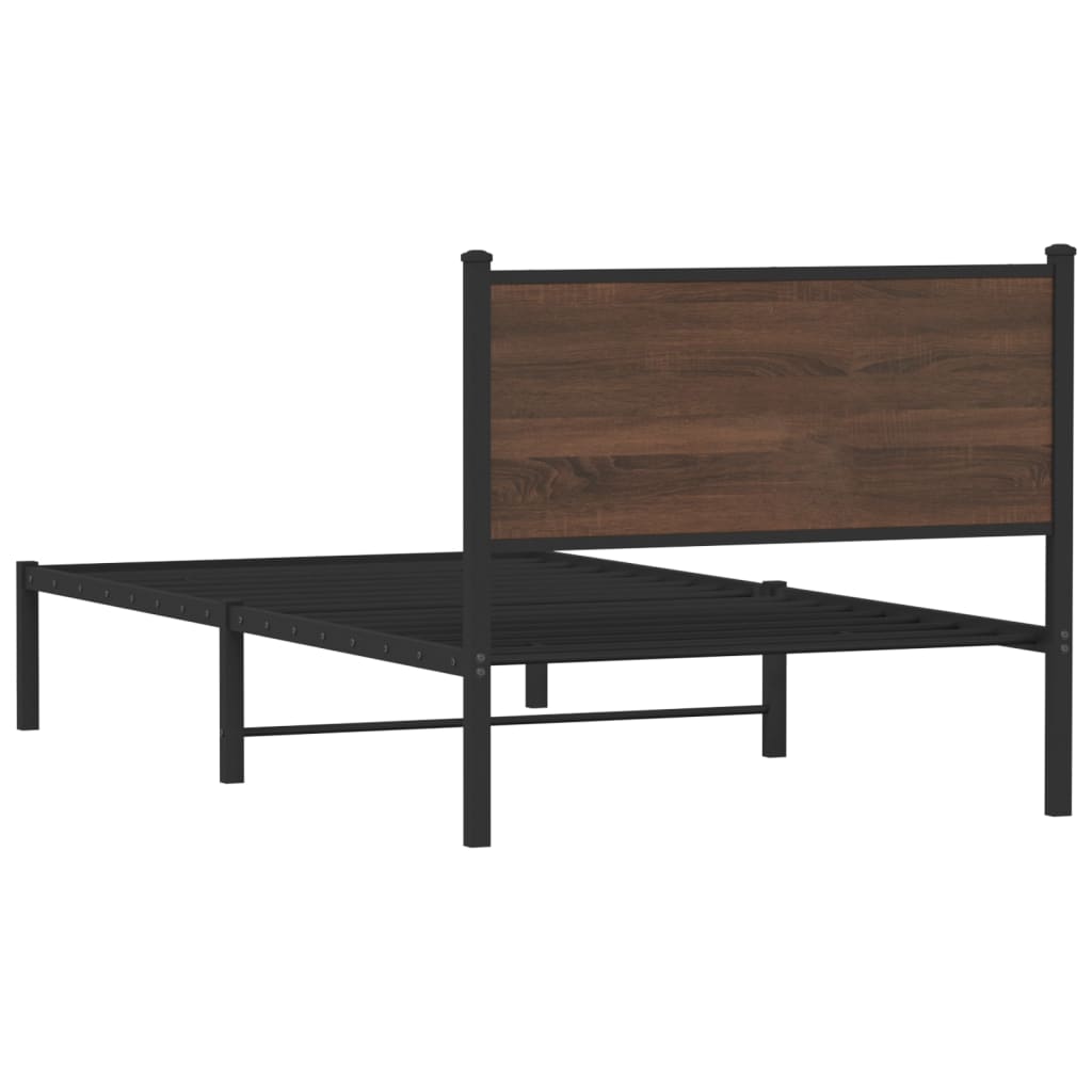 Cadre de lit en métal sans matelas chêne marron 100x200 cm - XIOS