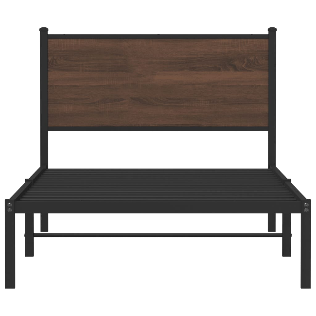 Cadre de lit en métal sans matelas chêne marron 107x203 cm - XIOS