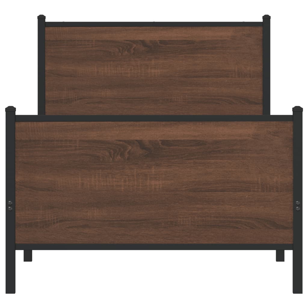 Cadre de lit en métal sans matelas chêne marron 75x190 cm - XIOS