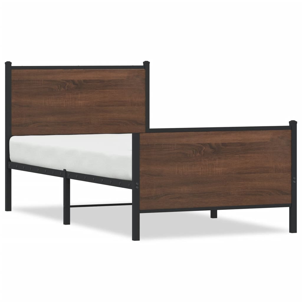 Cadre de lit en métal sans matelas chêne marron 90x190 cm - XIOS